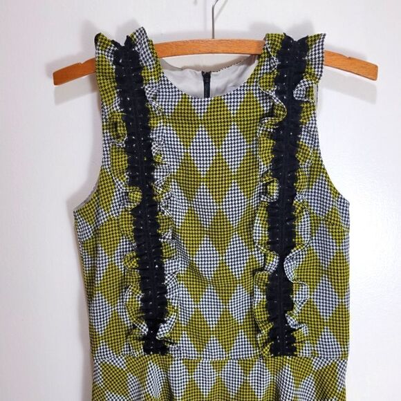 Chartreuse Harlequin Houndstooth Dress - Picture 3 of 14